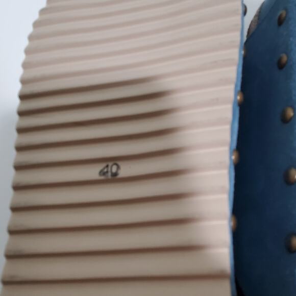 Free People Intentionally Blank Sandals Womens 9.5-10 EU 40 Blue Cork Flatform - Picture 11 of 16